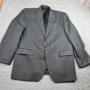 Chaps Mens 44R Gray Pinstripe 100% Wool 2 Button Suit Jacket Blazer 44‎ R